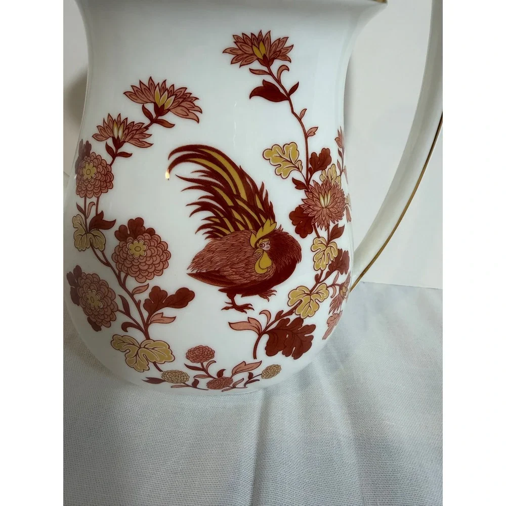 Wedgwood Golden Cockerel Coffee Pot Bone China England Rooster Floral Gold Trim